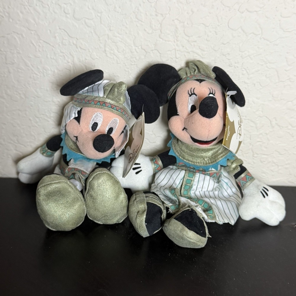 Vintage Disney Store Globe-Trotting "Egyptian" Mickey and Minnie Mouse Plush